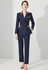 Nautical-Inspired Contrast Trim PantSuit Set